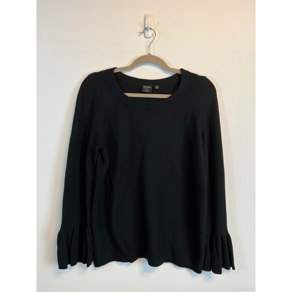 Devotion by Cyrus Black Bell Sleeve Scoop Neck Sweater, Size XL